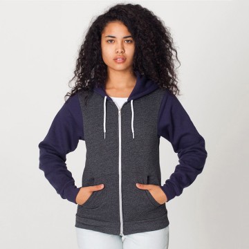 Blank Zipper Two tone flex fleece zip hoodie American Apparel 278 GSM Hoodie